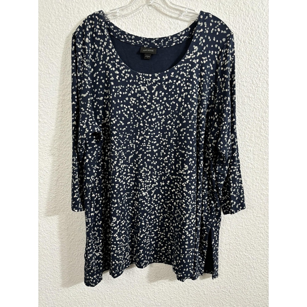 J Jill Wearever Tunic‎ Blouse Womens XL Geometric 3/4 Sleeve Relaxed Top